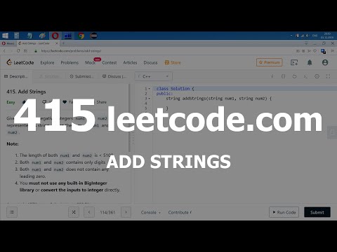 Видео: Разбор задачи 415 leetcode.com Add Strings. Решение на C++