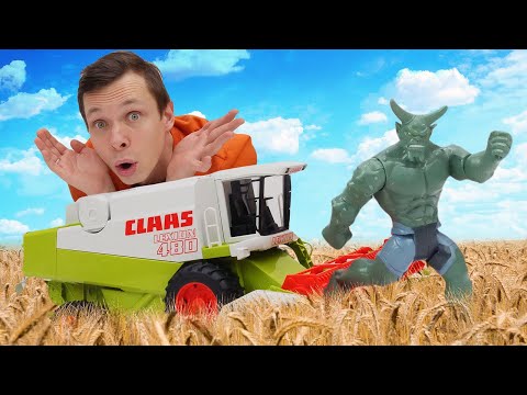 Видео: Игры машинки онлайн - Комбайн Фёдора против Злодеев! - Супергерои и Трансформеры в видео шоу