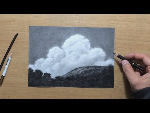 Видео: Как рисовать облака углем