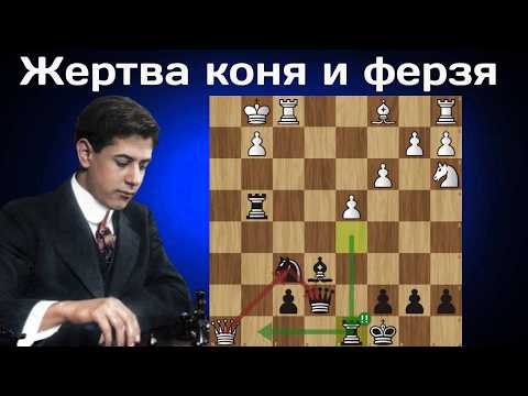 Видео: Юный Капабланка жертвует КОНЯ и ФЕРЗЯ Рудольфу Раубичеку!  Нью-Йорк 1906. Шахматы