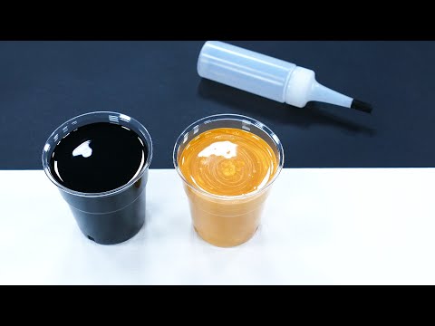 Видео: черно-золотая картина капельного вращения