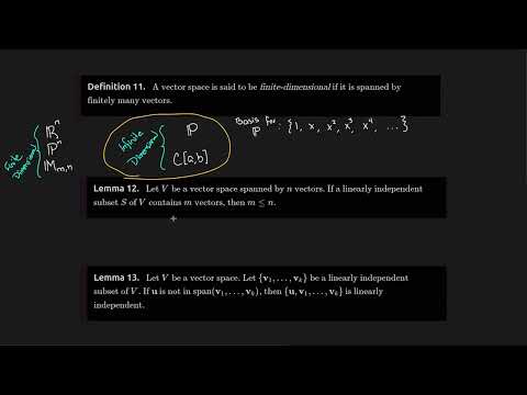 Видео: 10.2 Конечномерные векторные пространства
