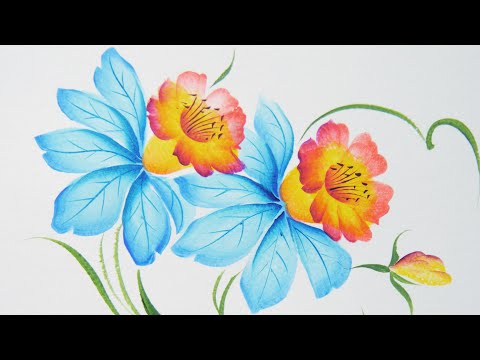 Видео: Рисуем цветы акрилом. Нарцисс. Простая техника в стиле Жостово. Мастер-класс от Художника Гончаровой