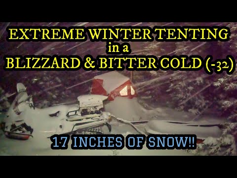 Видео: 👉ЗИМНИЙ ОТДЫХ В ПАЛАТКЕ В МЕТЕЛЯХ И СИЛЬНОМ МОРОЗЕ (-32)! ⛺👈 👉17 ДЮЙМОВ СНЕГА!!❄️👈