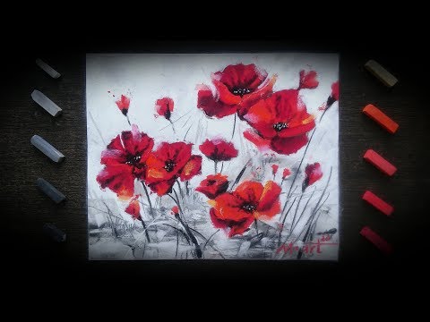 Видео: Как нарисовать красные маки пастелью на наждачной бумаге/How to draw pastel red poppies on sandpaper