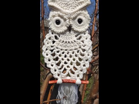 Видео: СОВА крючком.ПАННО. Подробный мастер - класс. / OWL crocheted. Detailed master class.