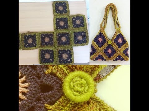 Видео: Сумка из квадратов крючкомЧасть 2  Ручки,сборка.women's crochet bagmp4