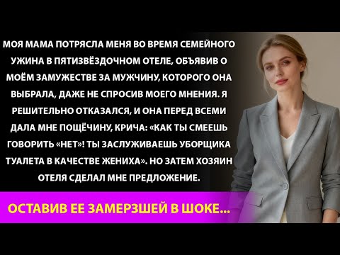 Видео: Моя мама заставила меня жениться на семейном ужине… А потом владелец отеля встал и шокировал всех…