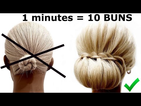 Видео: 10 одноминутных пучков на редкие волосы. 10 one-minute buns for sparse hair.