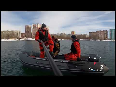 Видео: Лодка Таймень NX 3800 НДНД Pro с мотором Apache 9,8 л.с. и загрузкой 3 человека (260 кг).