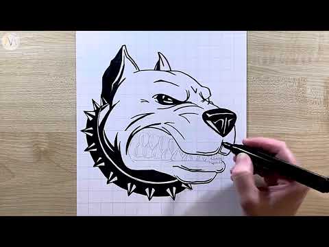 Видео: Как нарисовать злую собаку Питбуля