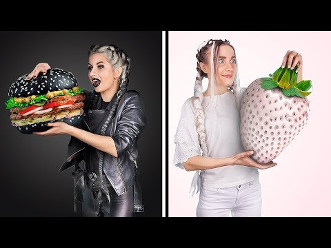 Видео: Чёрно-белый челлендж! Покупаем вещи и едим еду одного цвета 24 часа!