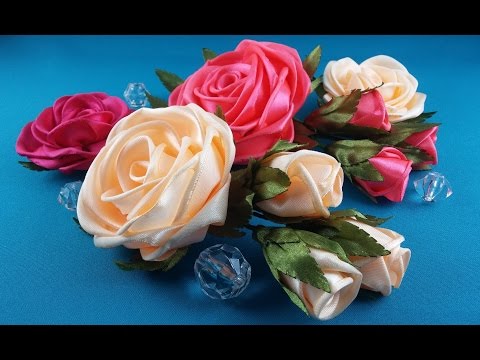 Видео: Rose of whole ribbon.Tutorial/ Rose de una cinta entera.CM/ Роза из цельной ленты.MK