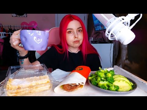 Видео: Биф Ролл,торт Наполеон и овощи мукбанг/еда на камеру mukbang