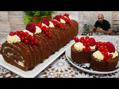 Видео: Шоколадный рулет с фруктами и масляным кремом. РУЛЕТ СОВЕТУЮ ПРИГОТОВИТЬ ВСЕМ - ПРОСТО ОБЪЕДЕНИЕ !!!
