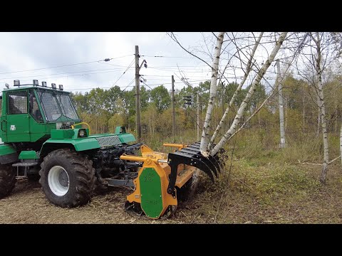 Видео: Обзор советского трактора Т-150 с мульчером Serrat / Расчистка под ЛЭП