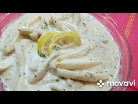 Видео: Кальмары в сливочно-сырном соусе.