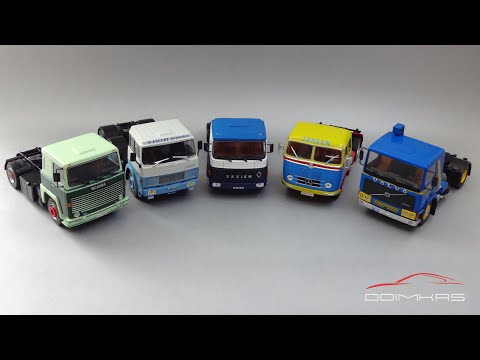 Видео: Дальнобойщики: масштабные модели седельных тягачей Volvo, Mercedes-Benz, Scania, Saviem - IXO Models