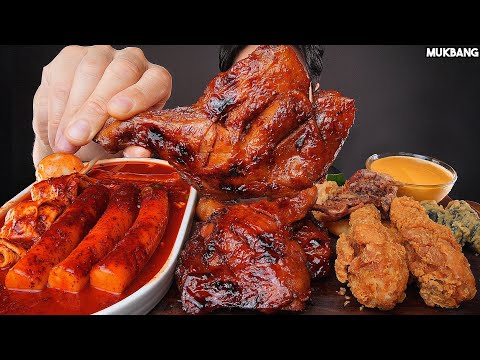 Видео: курица и острая лапша BBQ CHICKEN 🍗 SPICY FIRE NOODLES TTEOKBOKKI EATING ASMR MUKBANG