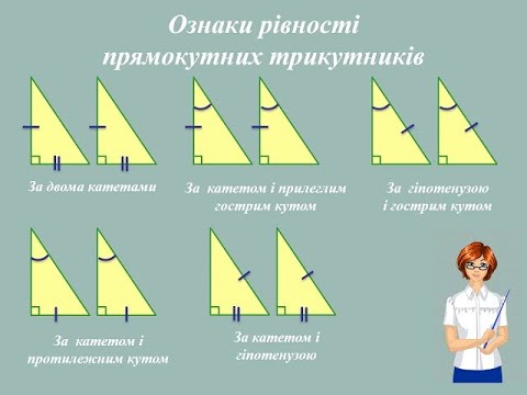 Видео: Властивості та ознаки рівності прямокутних трикутників. Розв'язування задач. Геометрія 7 клас