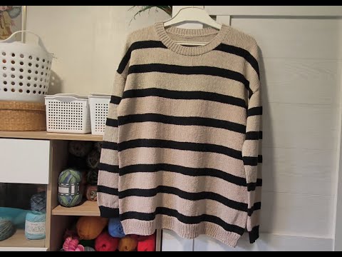 Видео: Женский джемпер "Полосатик" Экспресс мастер класс (Подробное описание вязания)