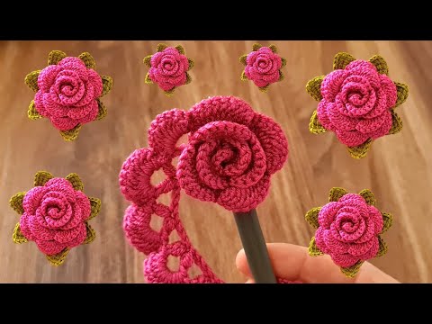 Видео: Удивительная ОЧЕНЬ ЛЕГКАЯ Розочка крючком 🌹🌹🌹 Изготовление