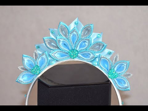 Видео: Новогодняя корона канзаши Мастер класс корона снегурочки New Year's crown Kanzashi crown Snow Maiden