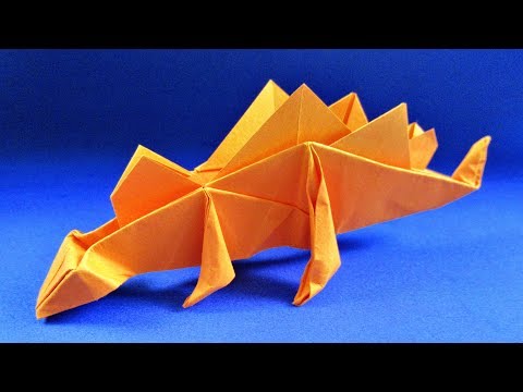 Видео: Как сделать динозавра из бумаги. Оригами Стегозавр