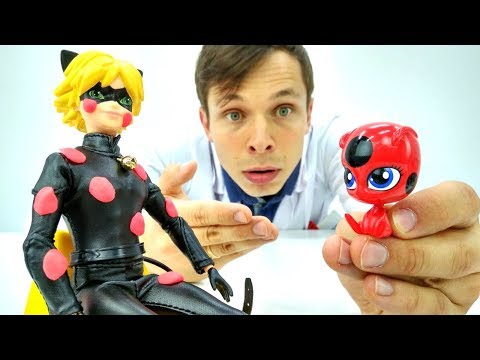 Видео: Игры в больницу и Доктор Ой - куклы из Леди Баг: Супер Кот и Квами Плагг стали пятнистыми!