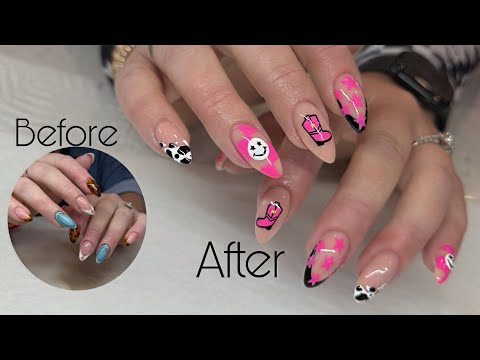 Видео: Посмотрите, как я работаю: полное изменение цвета акрила | Урок по нейл-арту в стиле ковбой