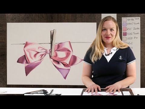 Видео: Экспресс-урок по скетчингу «Розовый бант» | Как нарисовать бант поэтапно
