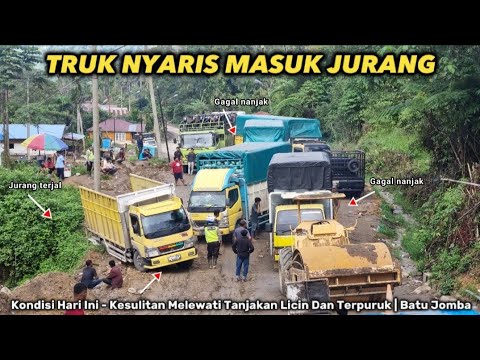 Видео: Скользи быстро!! Тяжелый грузовик чуть не упал в долину на крутом подъеме