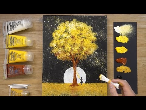 Видео: Черный холст - Техника рисования алюминием - Как рисовать акриловыми красками