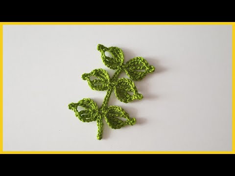 Видео: Веточка с листьями крючком. Вязание крючком / Twig with leaves crochet