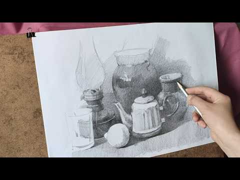 Видео: рисование натюрморта с натуры карандашом / still life drawing | how-to