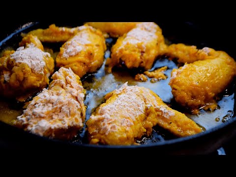 Видео: Куриные крылышки на сковороде. Кляр. Маринад.