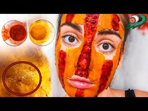 Видео: Цветная маска для лица от чёрных точек с желатином, куркумой и перцем 🌴 POLI NA PALME