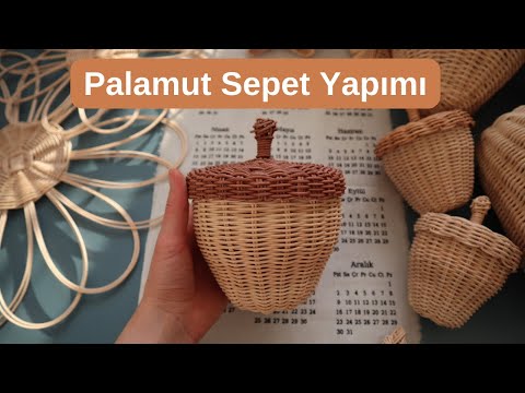 Видео: Изготовление корзины из ротанга с желудями, Как связать корзину желудя? Корзина для игрушек "Жёлудь