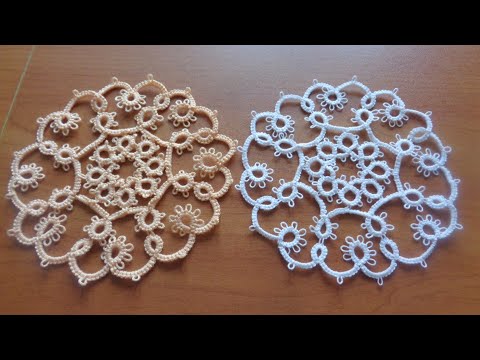 Видео: Фриволите иглой. Салфетка 2.