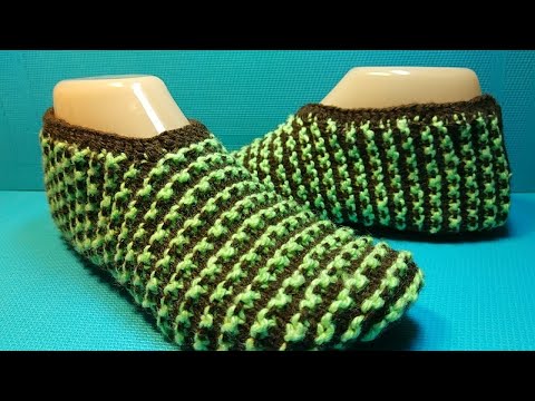 Видео: #699 Следки спицами /тапочки от мыска.