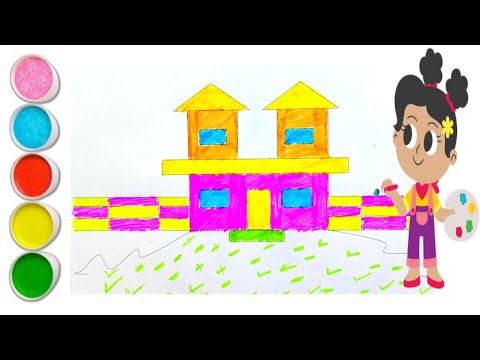 Видео: Красивый домик Холодное сердце. Рисование, раскрашивание и раскрашивание для малышей. Легко нарис...