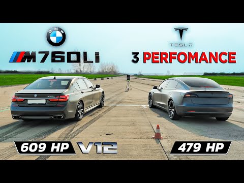 Видео: БИТВА ЭПОХ! V12 BMW 760Li vs Tesla 3 Perf vs AMG C43 v BMW X5M + AUDI S4 +  Mercedes C32