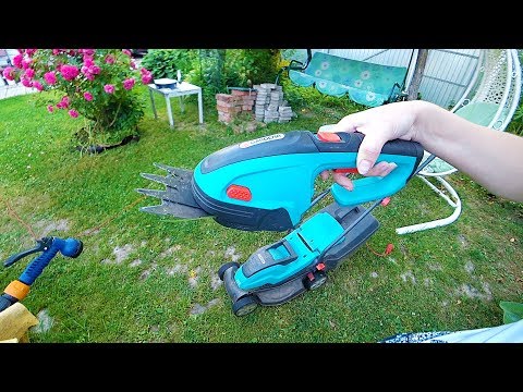 Видео: ВЛОГ Испугалась ужас! Ножницы для травы Gardena Аккумуляторные Кусторез 27 июня 2018