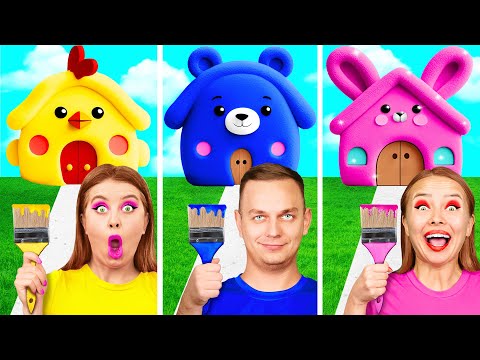 Видео: Домики Одного Цвета Бедная vs Богатая vs Ультра Богатая | Смешные Cитуации от Fun Fun Challenge