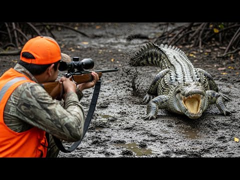 Видео: Как охотники сталкиваются с главным испытанием на крокодила — винтовка против лука в болотах Банг...