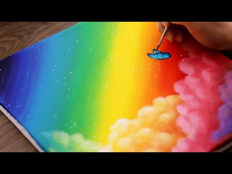 Видео: Радужное Облако ❤️🧡💛💚💙💜 | Акриловая картина #508