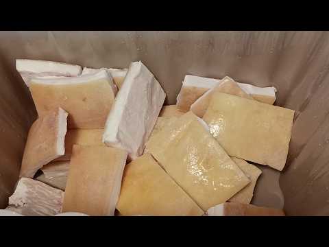 Видео: Как правим сланината в централната част на Стара планина?Осолена сланина в саламура.