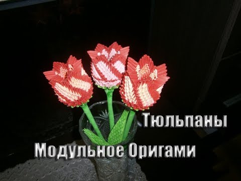 Видео: Модульное Оригами. Цветы из оригами модулей. Тюльпаны Оригами.
