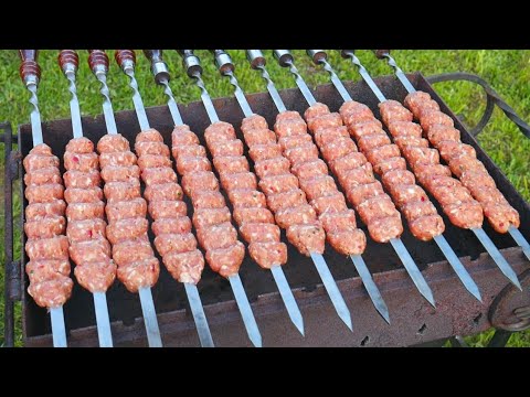 Видео: Люля Кебаб на Мангале - Молотый Шашлык который не падает с шампуров