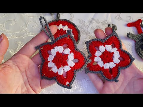 Видео: Ёлочная игрушка Звездочка - Снежинка связана крючком. Легко, просто, оригинально. Бесплатный МК.